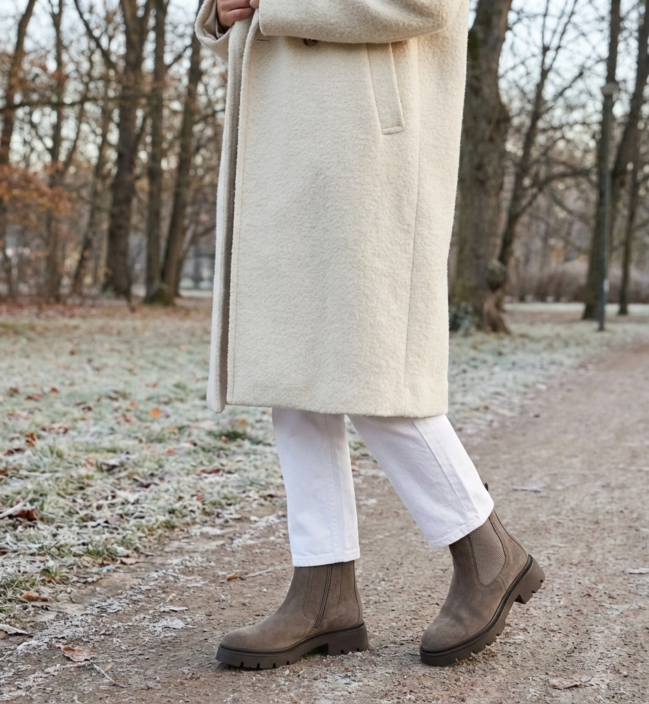 Styling suede Chelsea boots with white