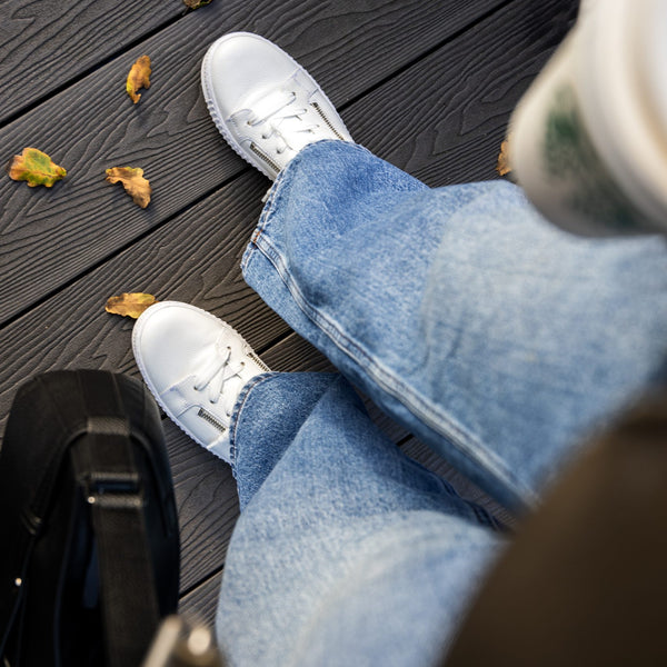 Styling white trainers this season